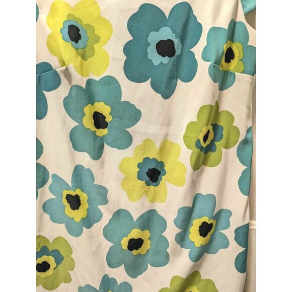 AGB 60s Style Cap Sleeve White Teal Floral Shift Dress Spring Summer Size 8 - Picture 3 of 8